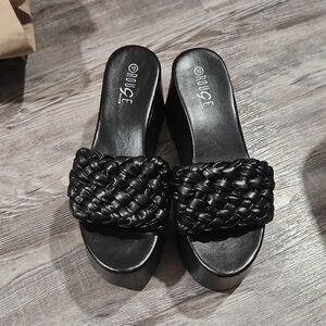 Rouge! Black Braided Platform Sandals